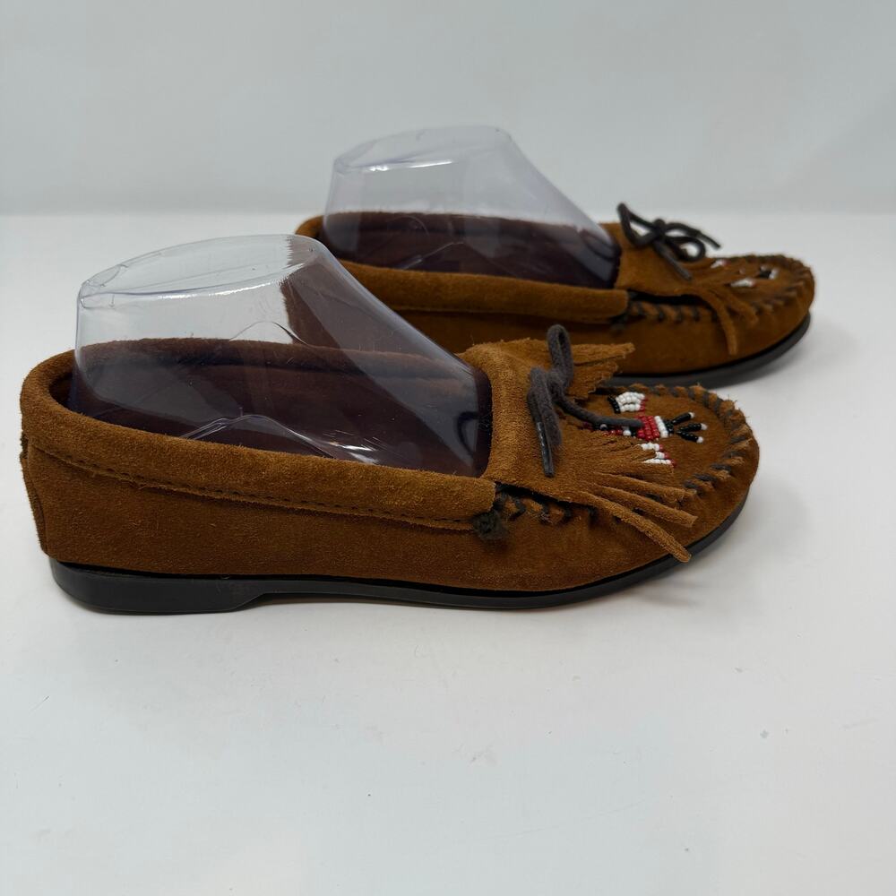 Minnetonka Women's Thunderbird II moccasins Brown Suede 6 Slip On Beaded - Picture 9 of 12